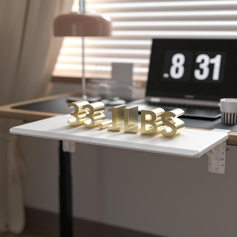 ETHU Ergonomics Desk Extender Tray, 25.6"x11.4" Large Size Foldable Keyboard Drawer Tray Clamp On, Armrest Support for Home and Office (White) - Image 4